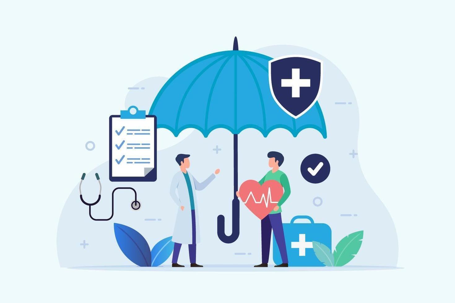 Health insurance design with umbrella protection vector