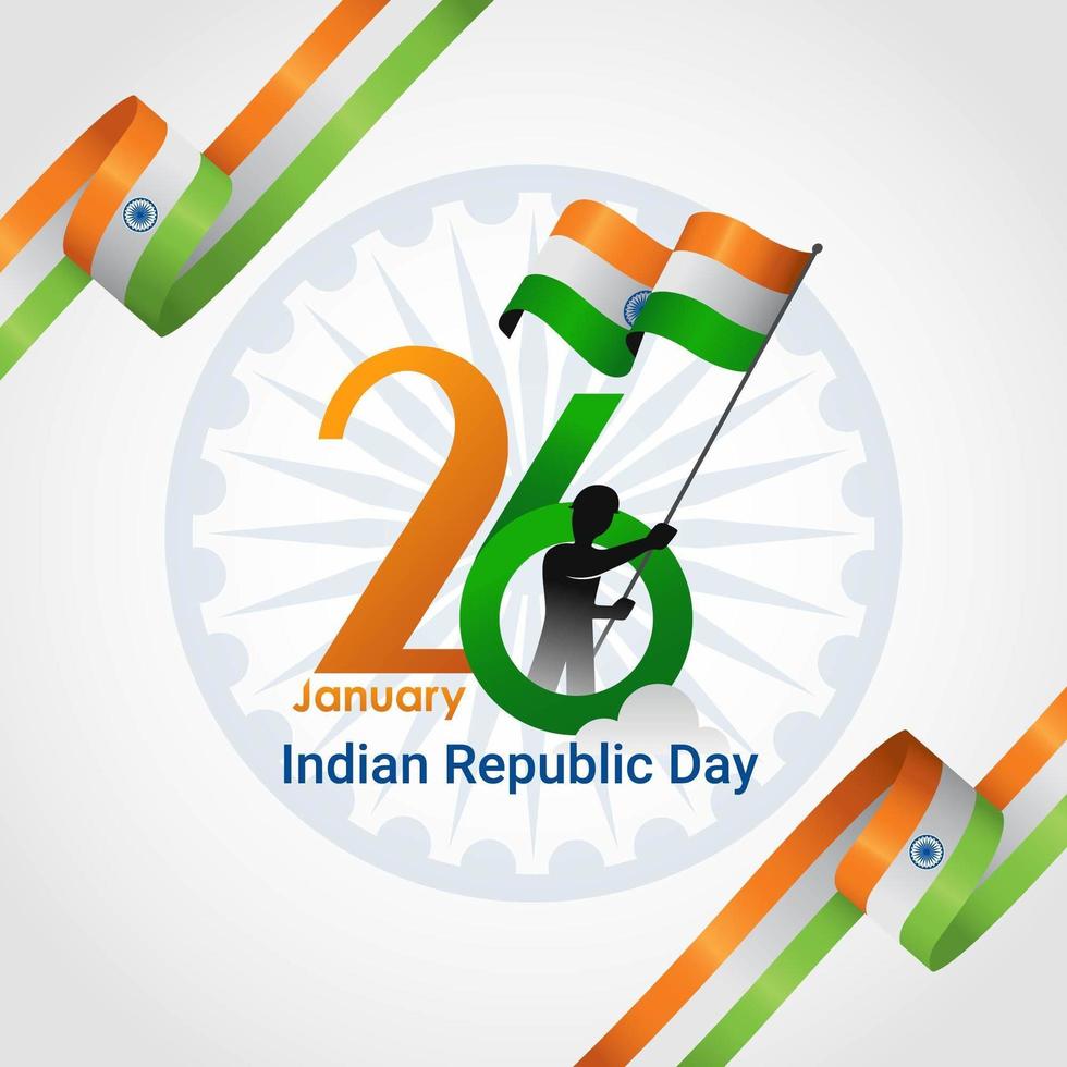 Indian Republic Day banner with ribbons in corners vector