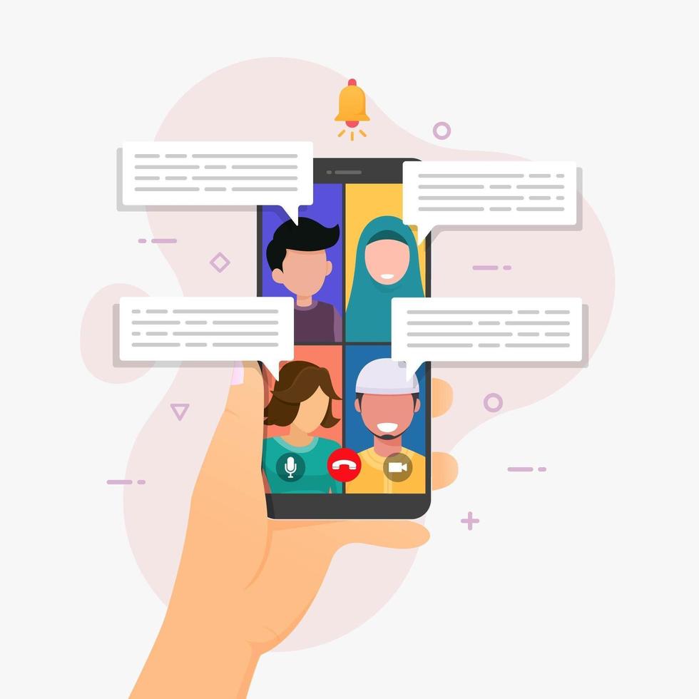 Group video call application on smartphone vector