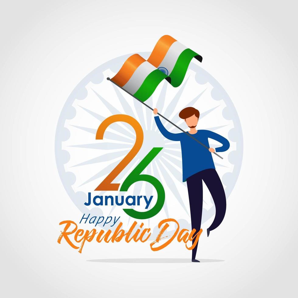 Indian Republic Day banner with man holding flag vector