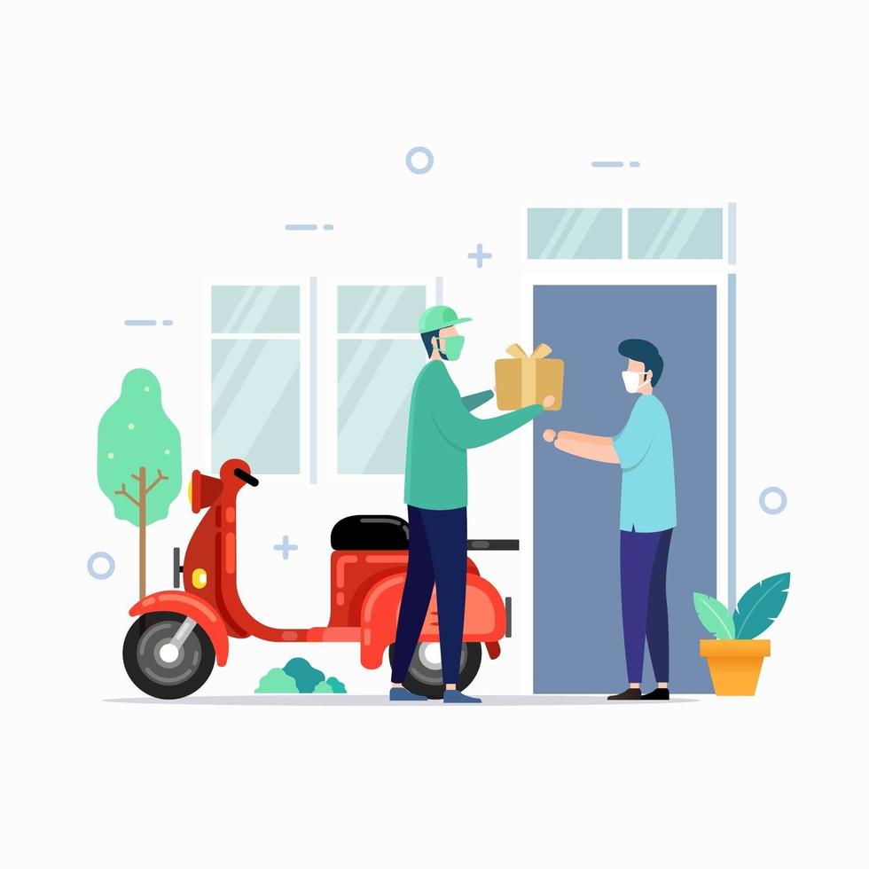 Delivery service with mask for safety vector