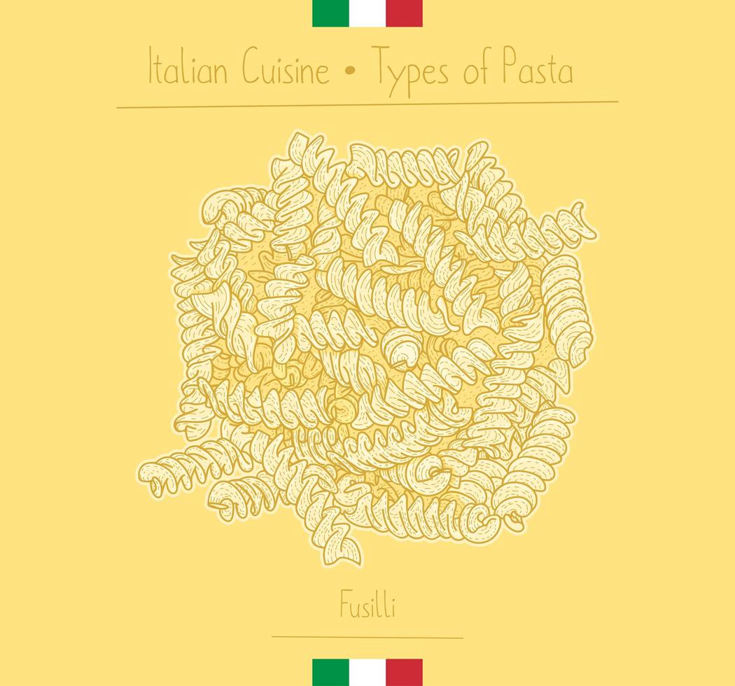 comida italiana pasta fusilli vector