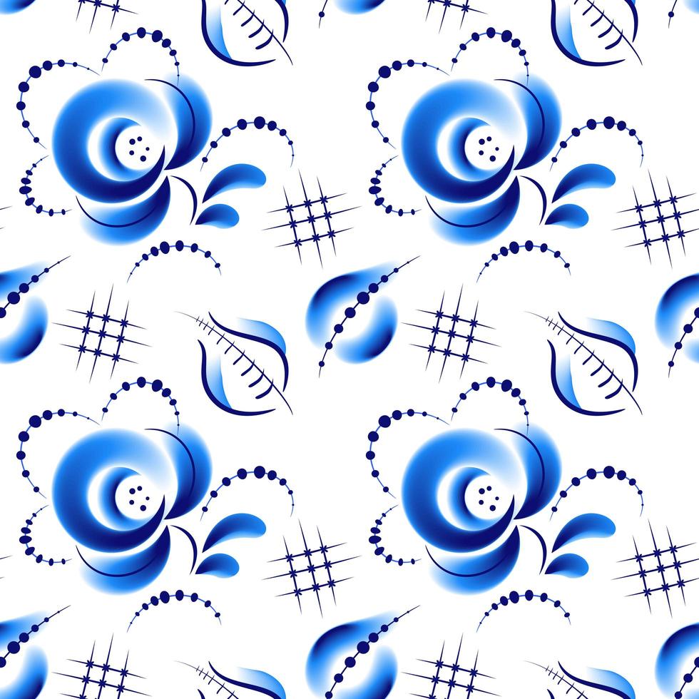 Floral folk blue pattern vector