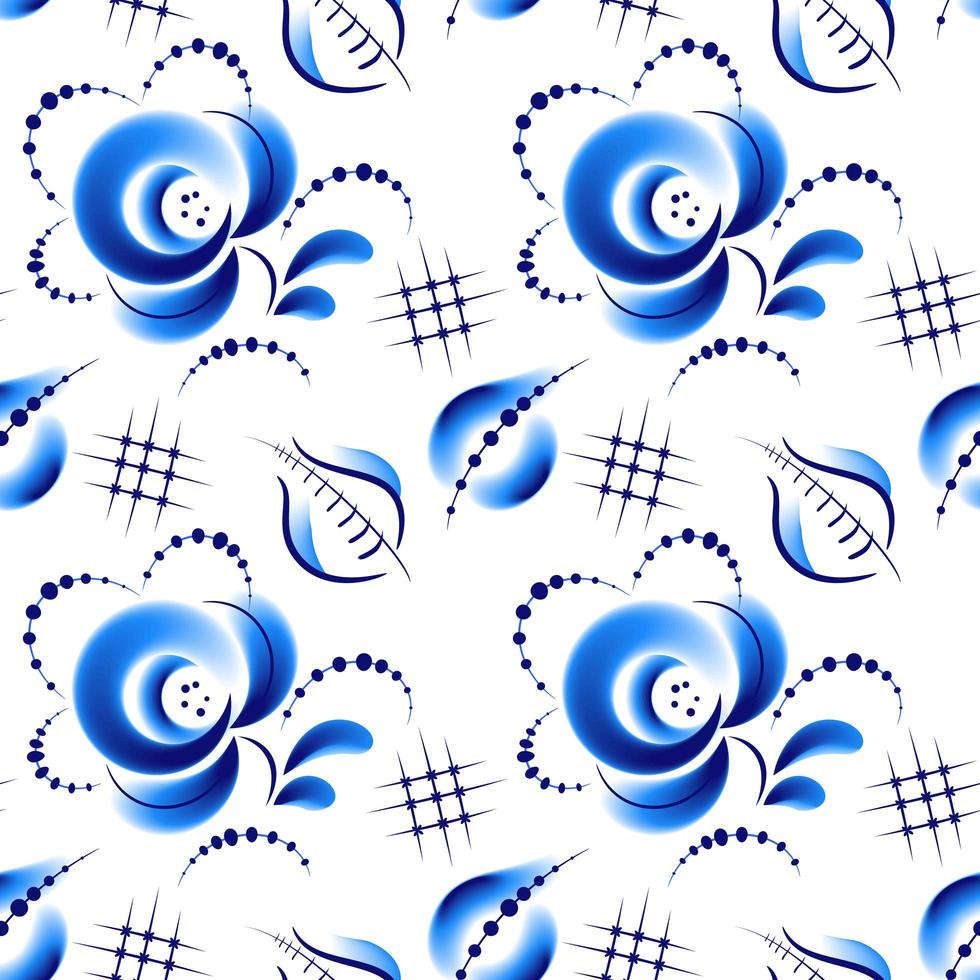 Floral folk blue pattern vector