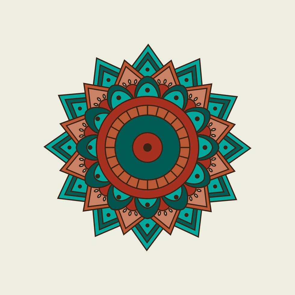 Orange and Green Mandala with Layered Points vector