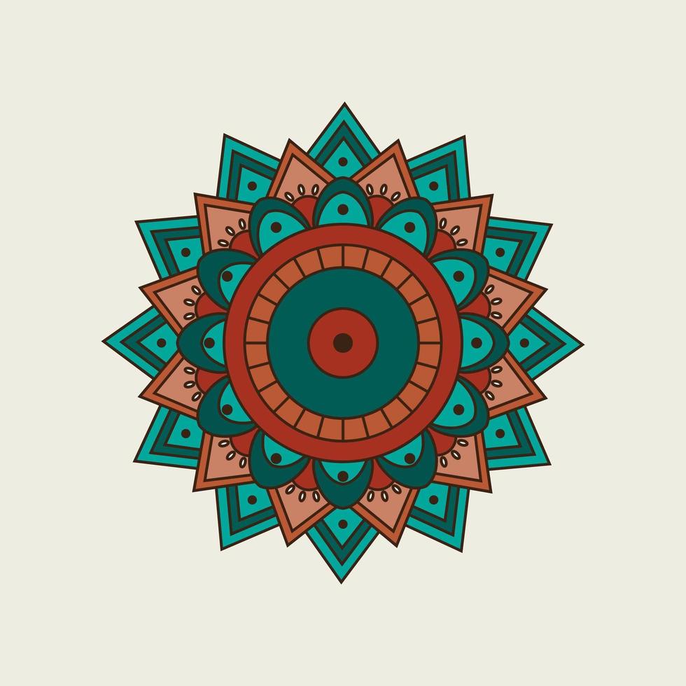 mandala naranja y verde con puntos en capas vector