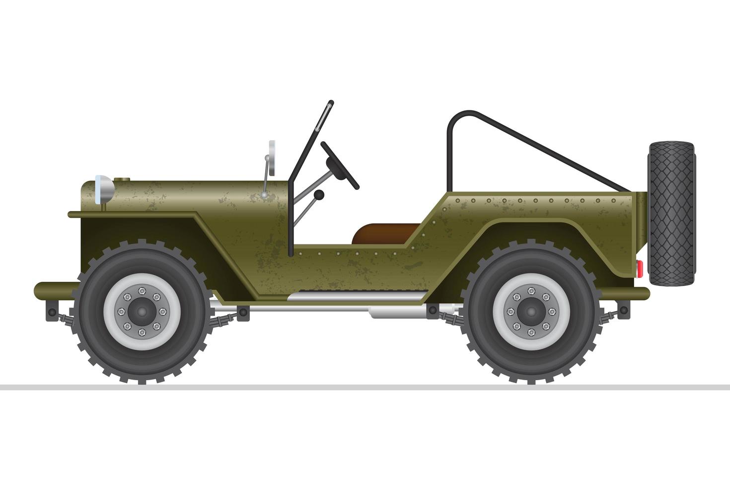 coche todoterreno militar en blanco vector