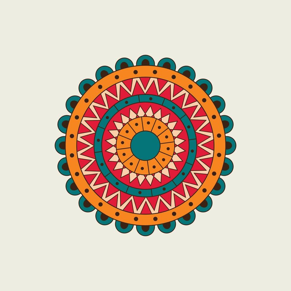 Red, Orange and Blue Mandala with Half Circles vector