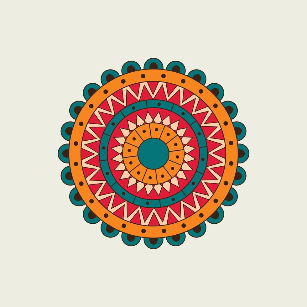 mandala roja, naranja y azul con semicírculos vector