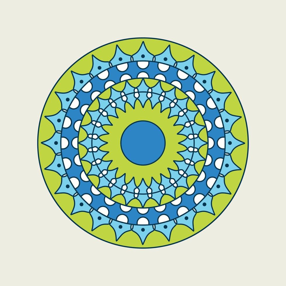 Blue and Green Mandala with Dotted Ring vector