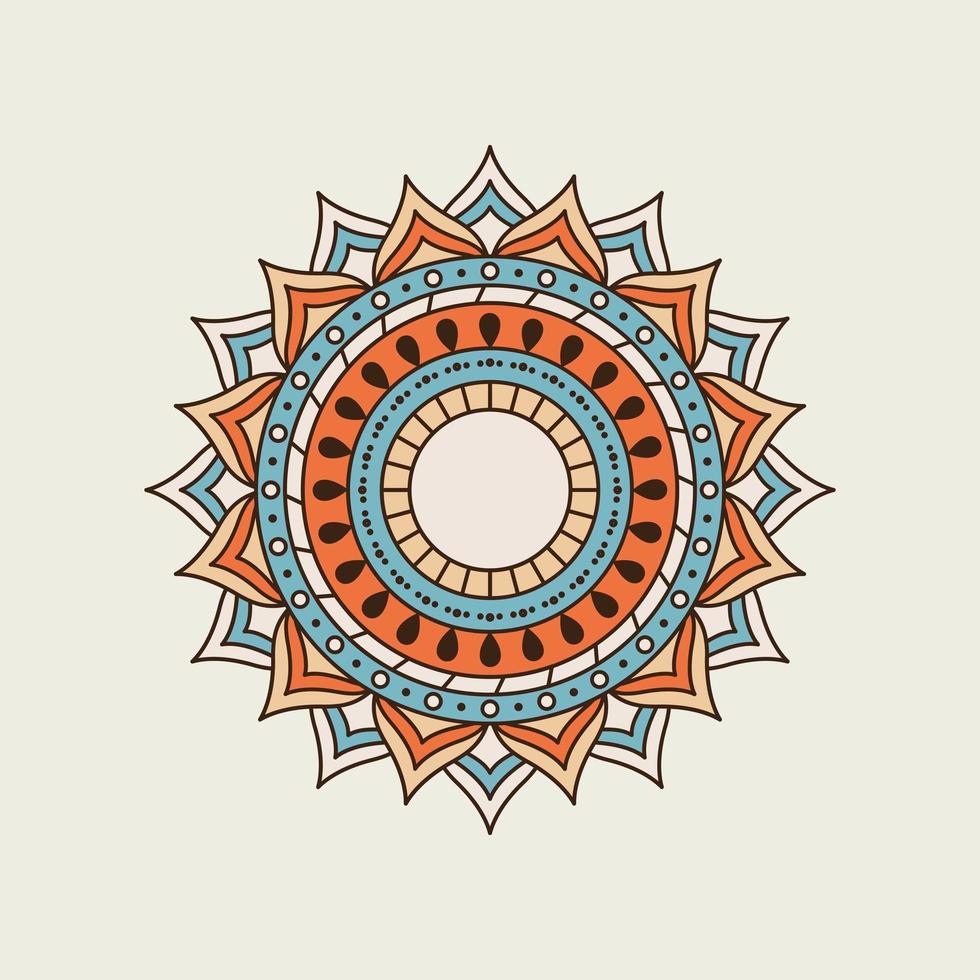 mandala azul y naranja con agujero en el centro vector