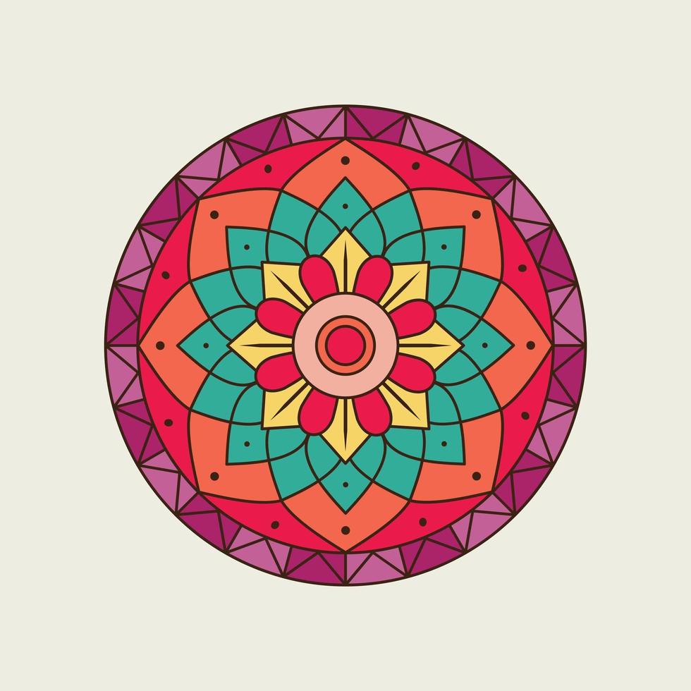 mandala circular floral colorido brillante vector