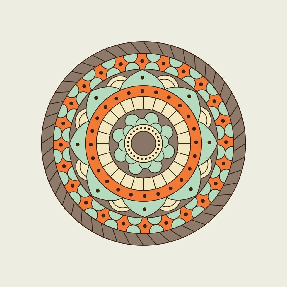 Blue, Orange and Brown Circular Mandala vector