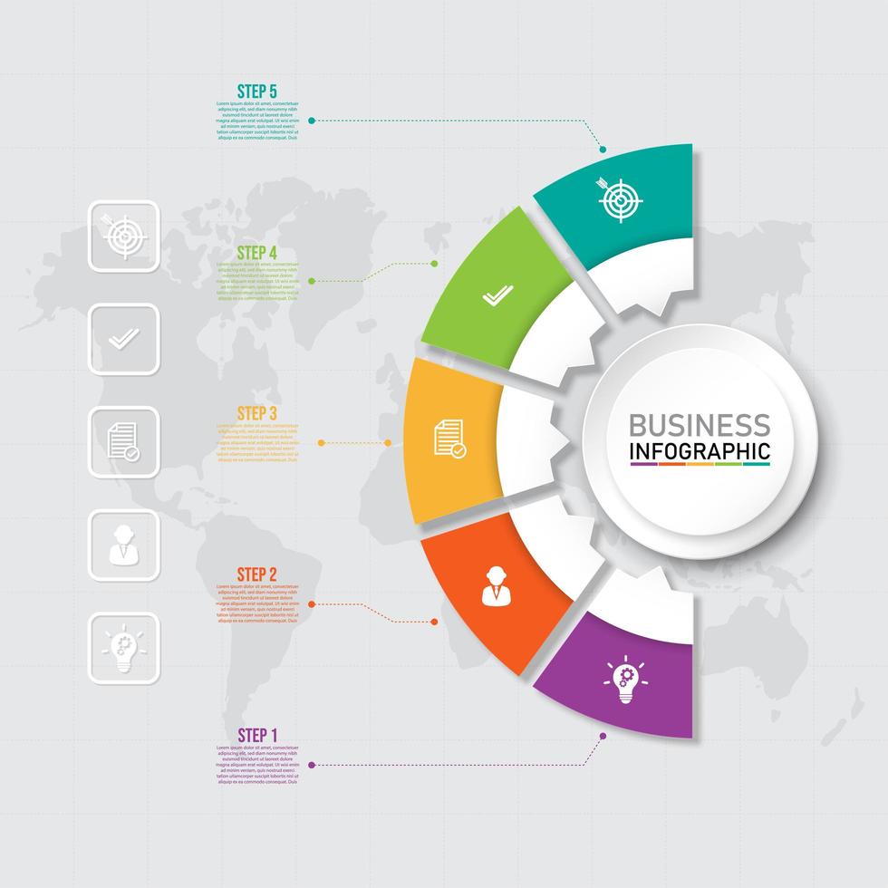 Infographic template with color half circle design vector