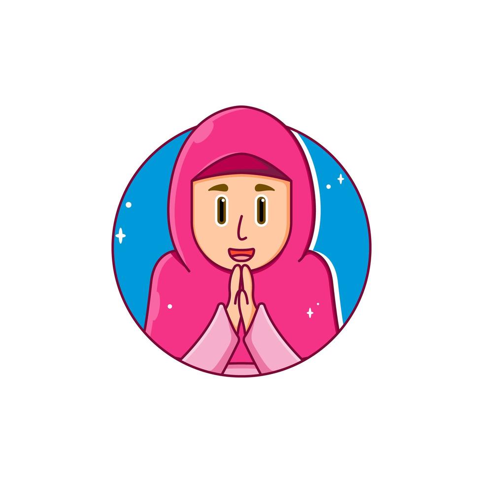 Young muslim woman with pink headscarf  vector