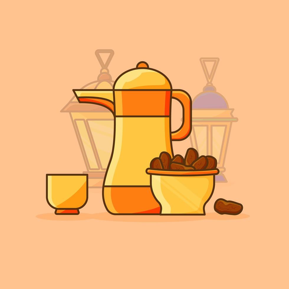 Iftar party elements in flat style  vector