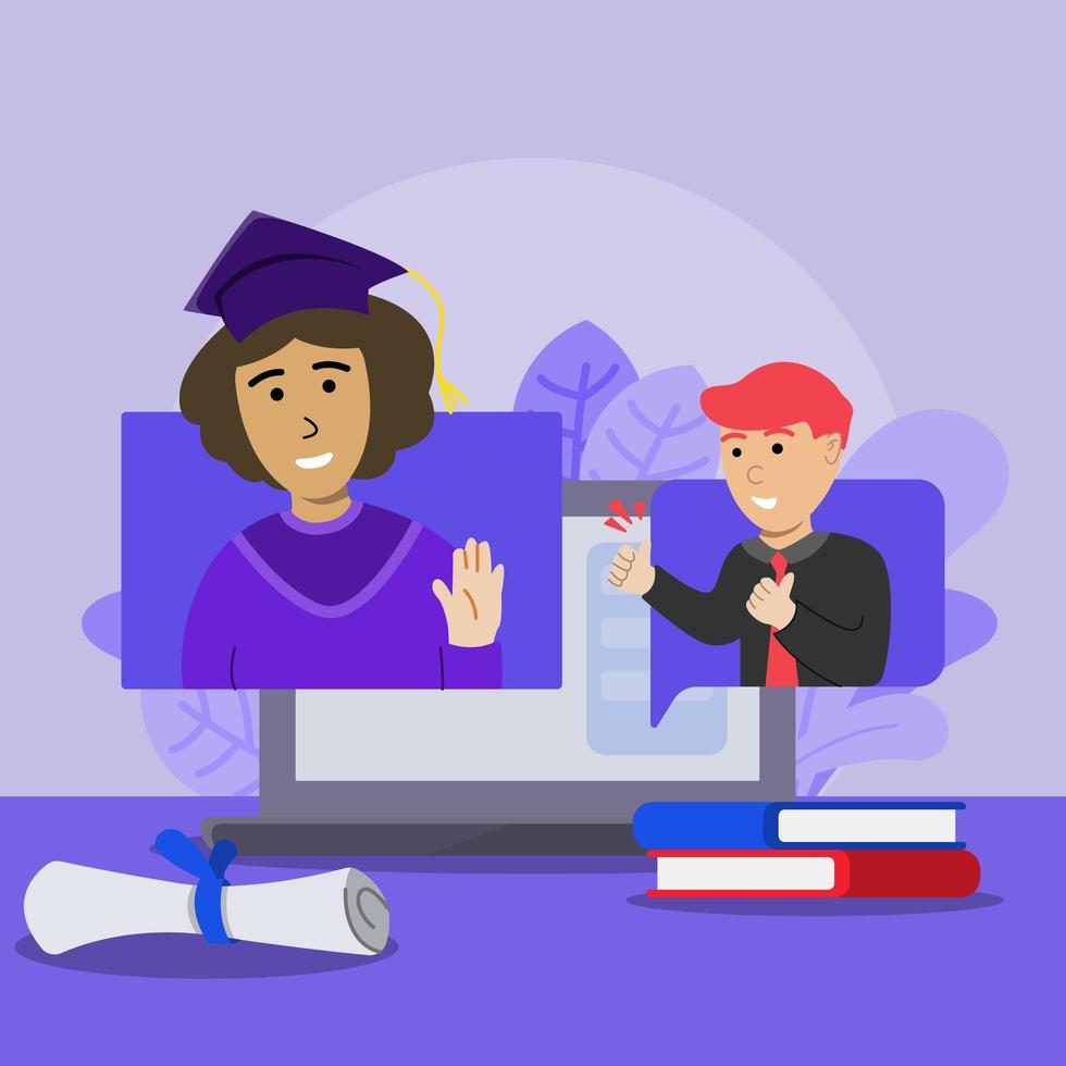 concepto de graduación virtual vector