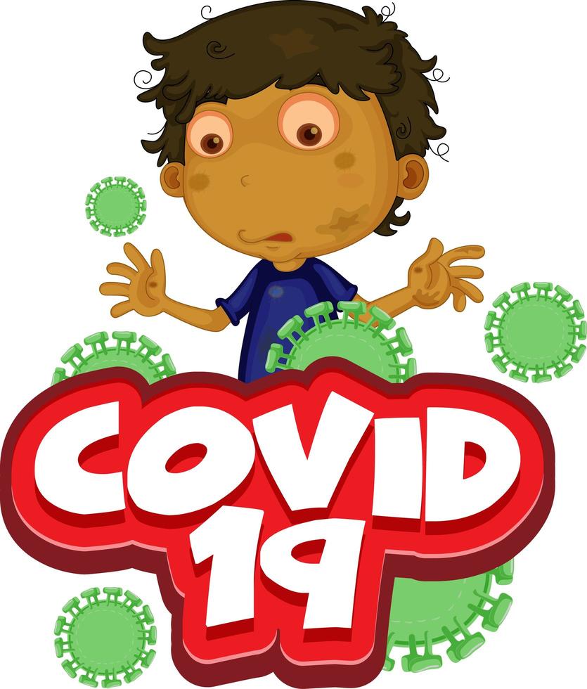 covid 19 con niño enfermo sintiéndose enfermo vector