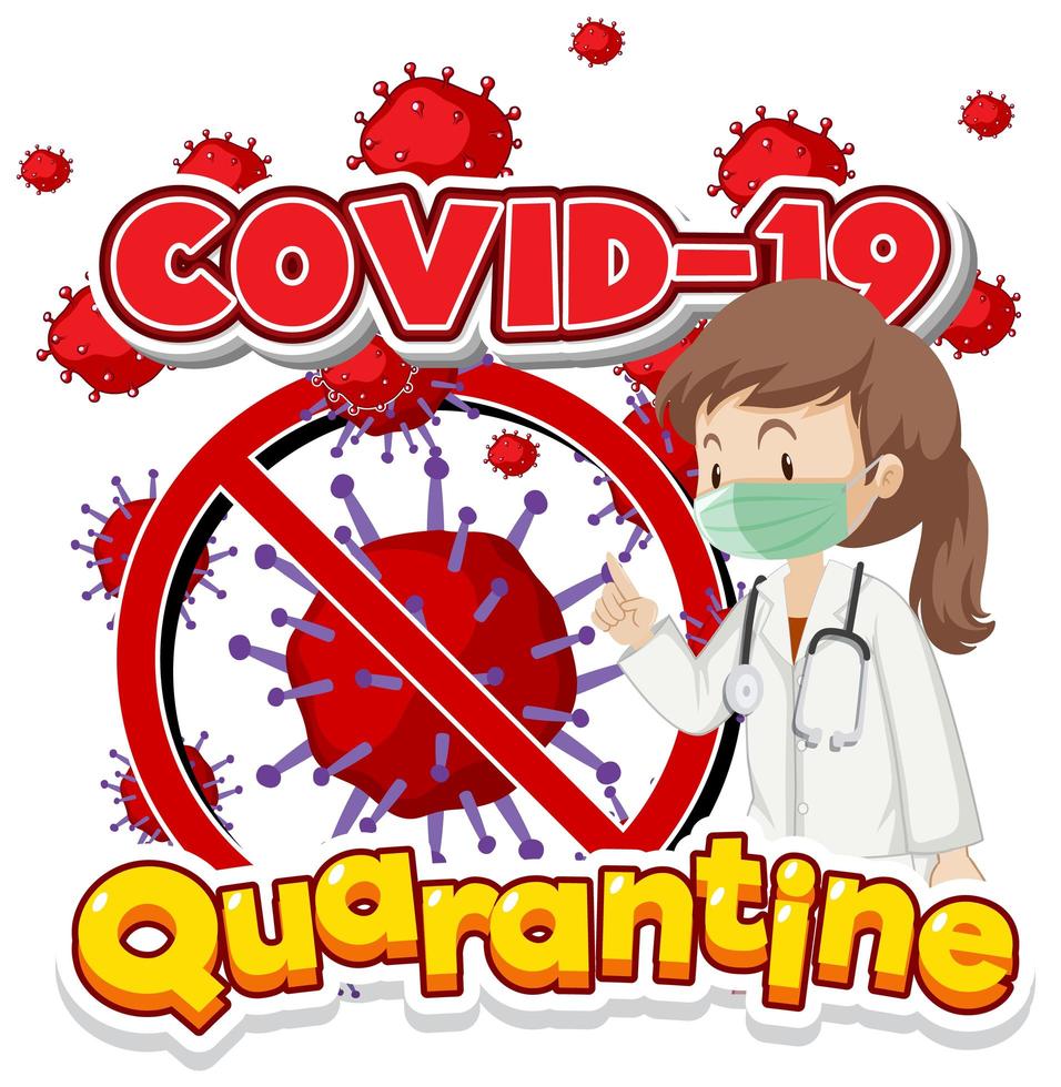 Poster design for coronavirus theme with doctor and virus cells vector