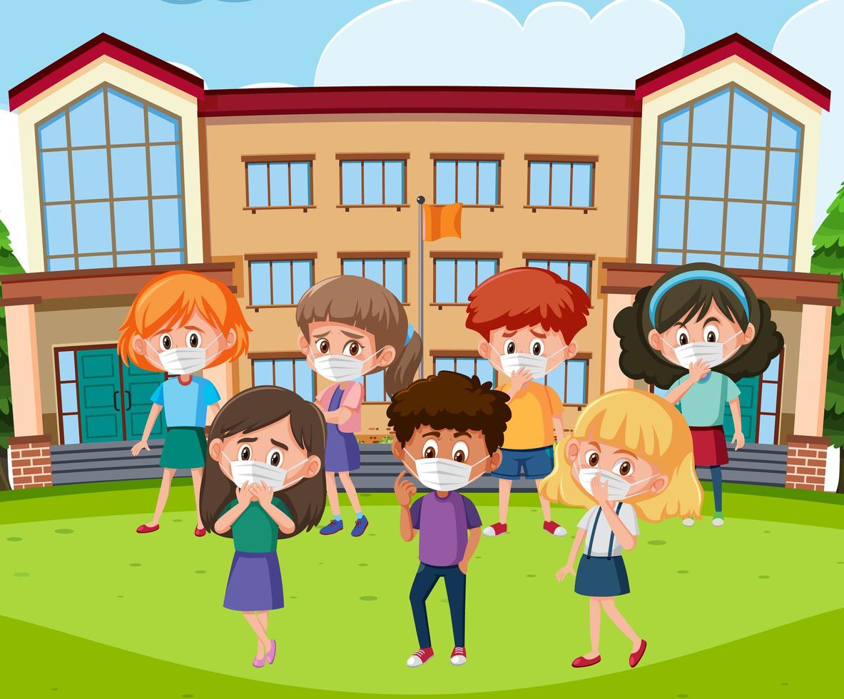 Scene with sick children at school vector