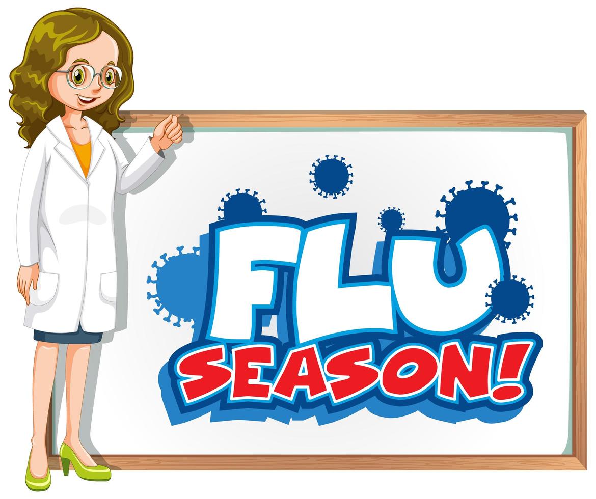 Flu season with doctor and board vector