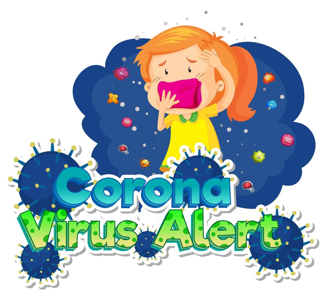 Sick girl and virus cells vector