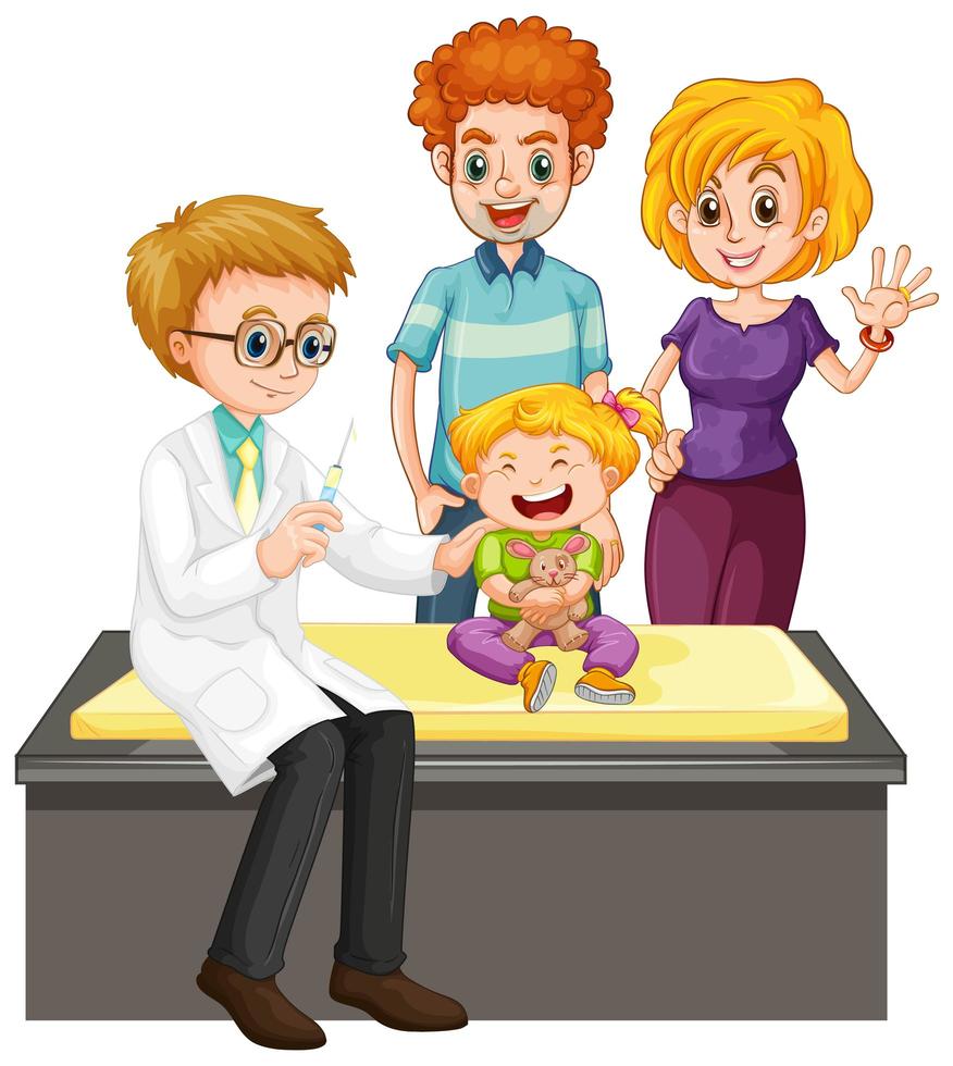 Doctor and girl doing health check up ill child vector