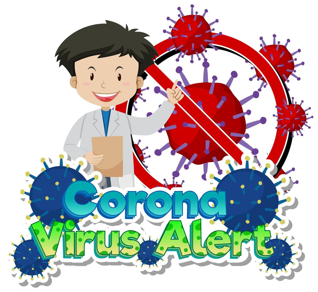 Doctor y alerta de células de virus con el médico vector