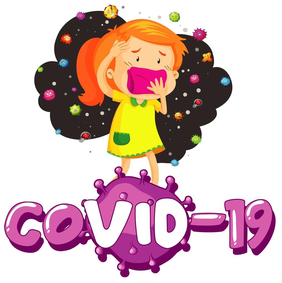 Girl wearing mask to prevent COVID-19 vector