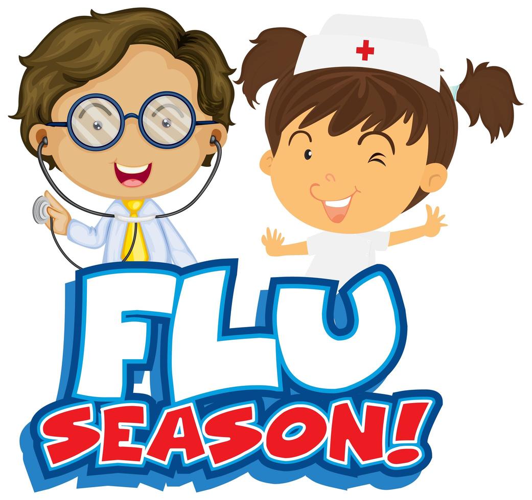 Flu season with nurse and doctor vector