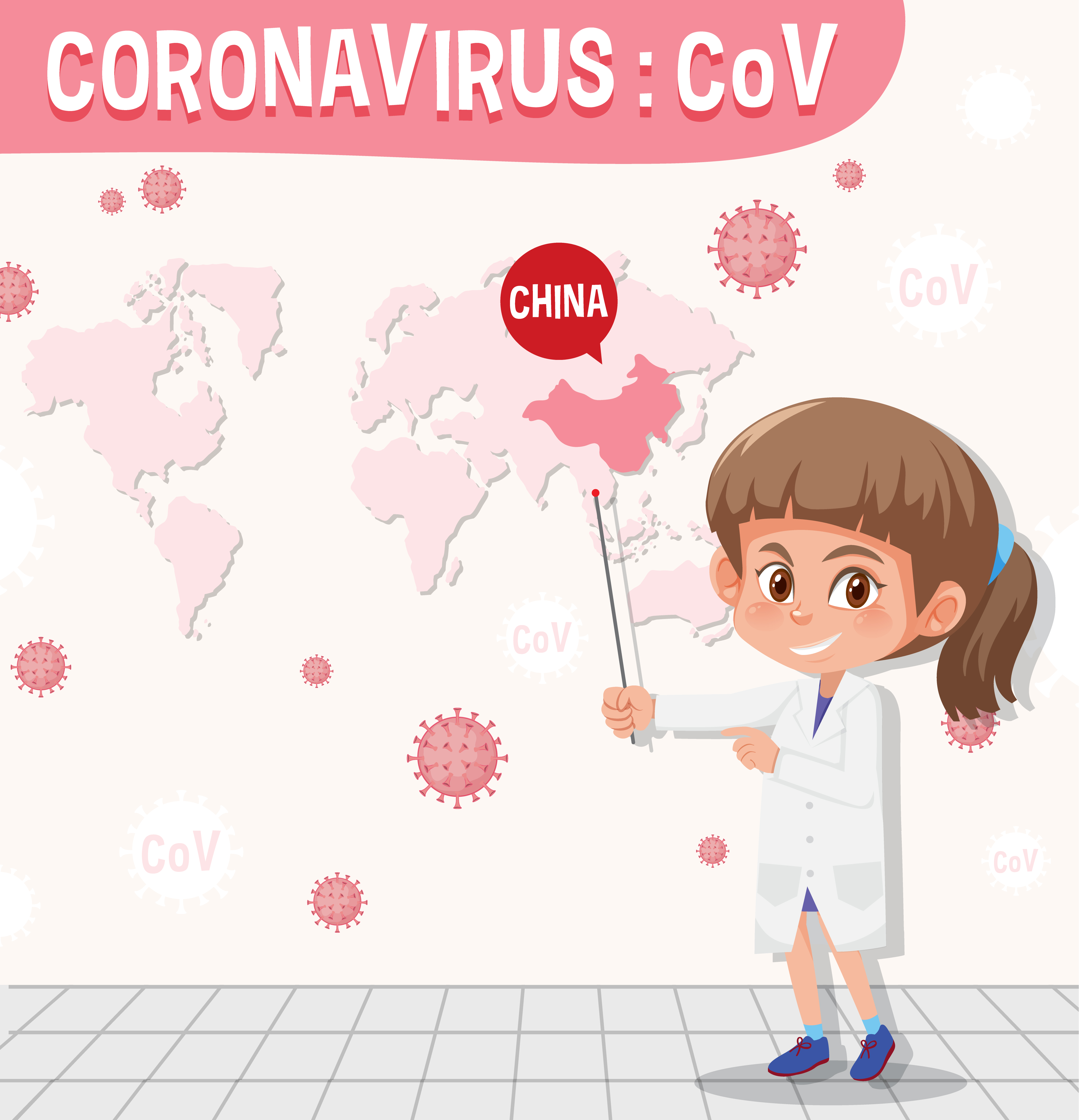 Coronavirus Chart With Scientist Pointing At China On The Map 1214729 Vector Art At Vecteezy
