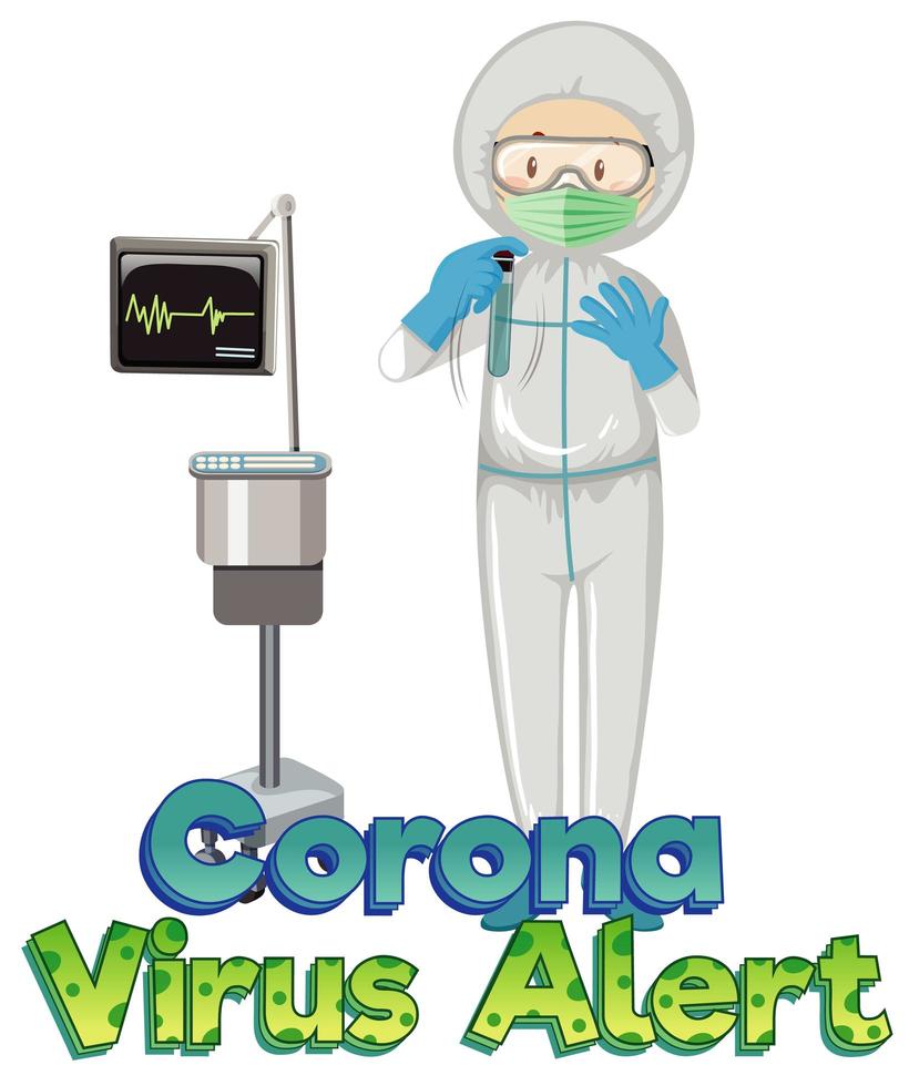 tema de coronavirus con doctor en traje de materiales peligrosos vector