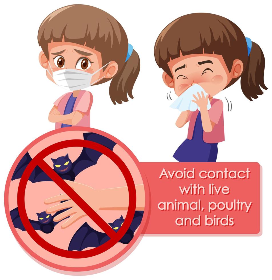 Coronavirus poster design with sick girl coughing vector