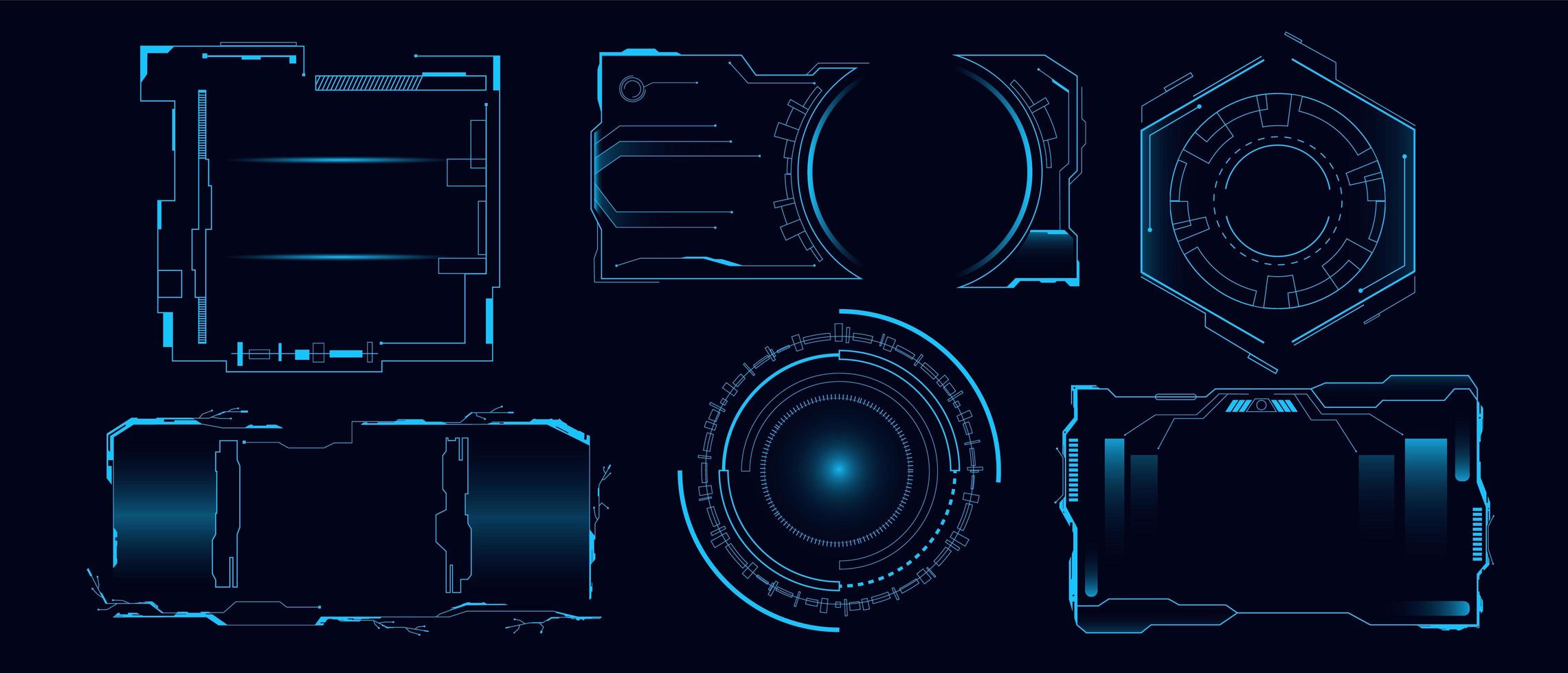 Set of futuristic hi tech hud interface  vector