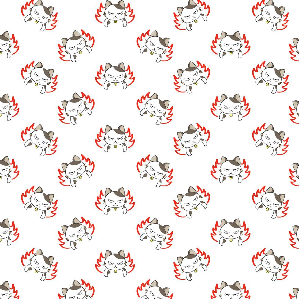  Cartoon Angry Cats Pattern vector