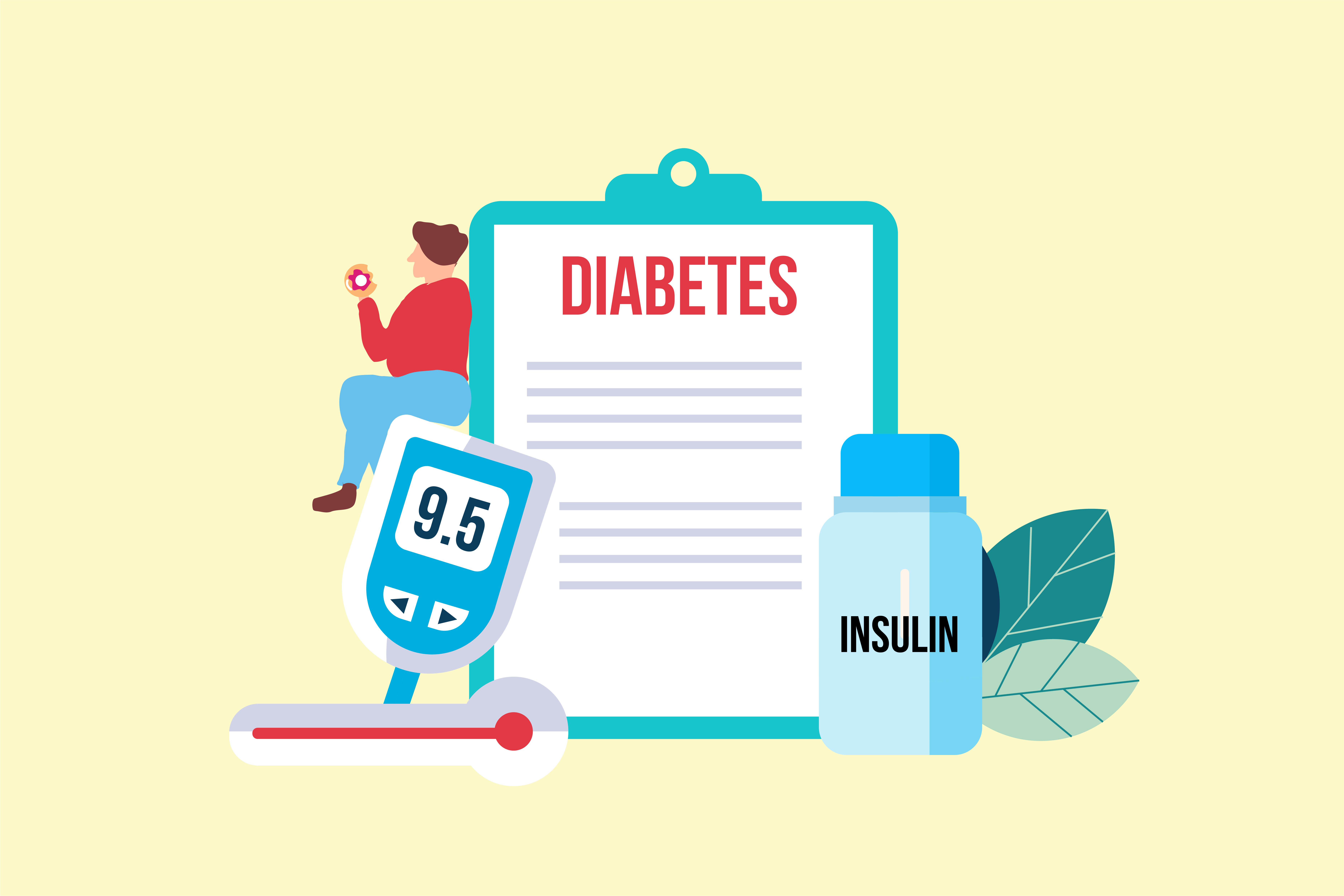concepto de paciente con diabetes con carácter pequeño ...