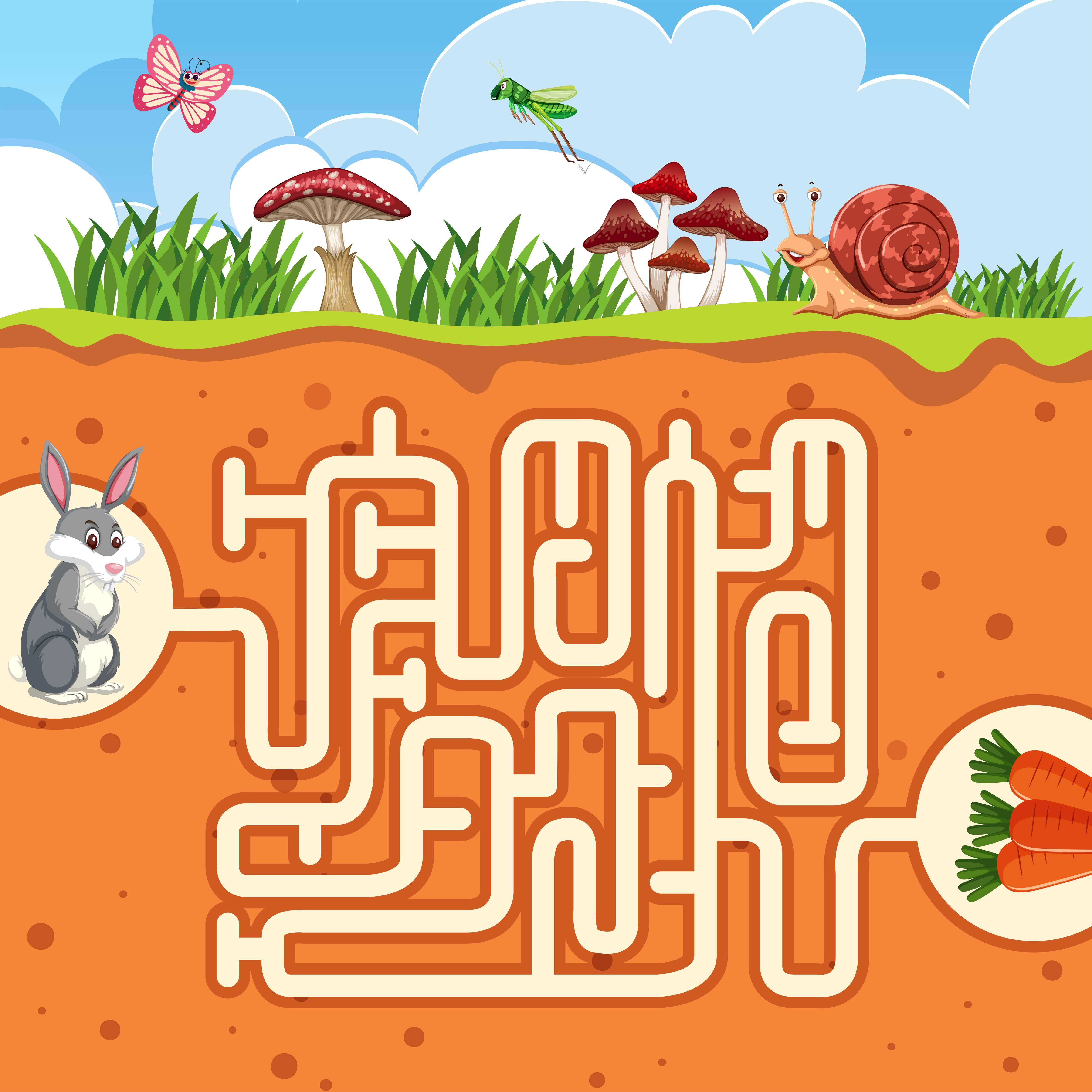 Rabbit maze game template 1214775 Vector Art at Vecteezy