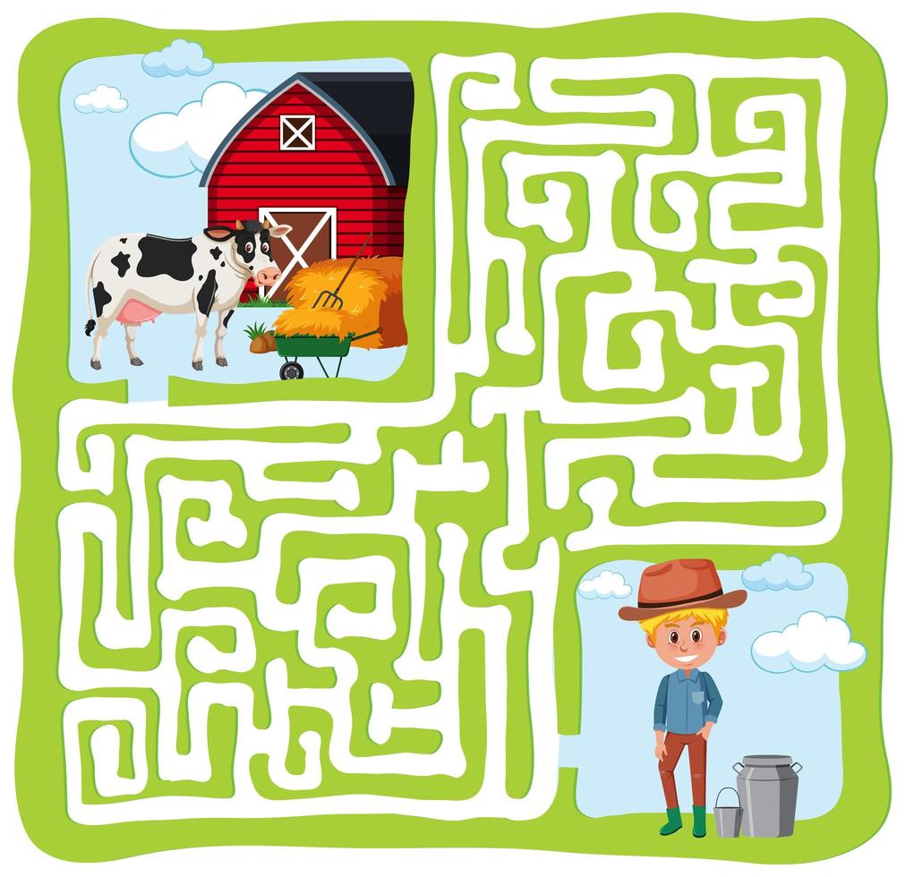 Farm maze game  vector