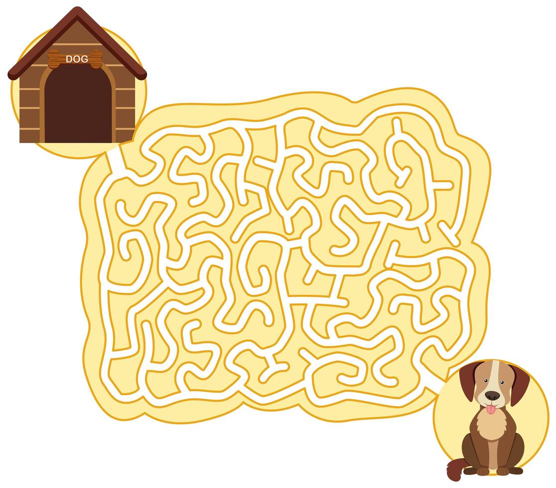 Dog maze puzzle game template vector