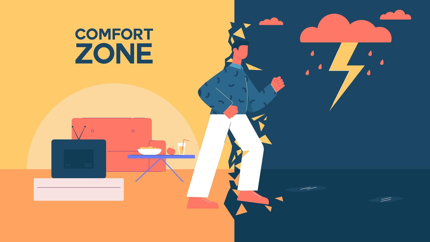 Man leaving comfort zone  vector