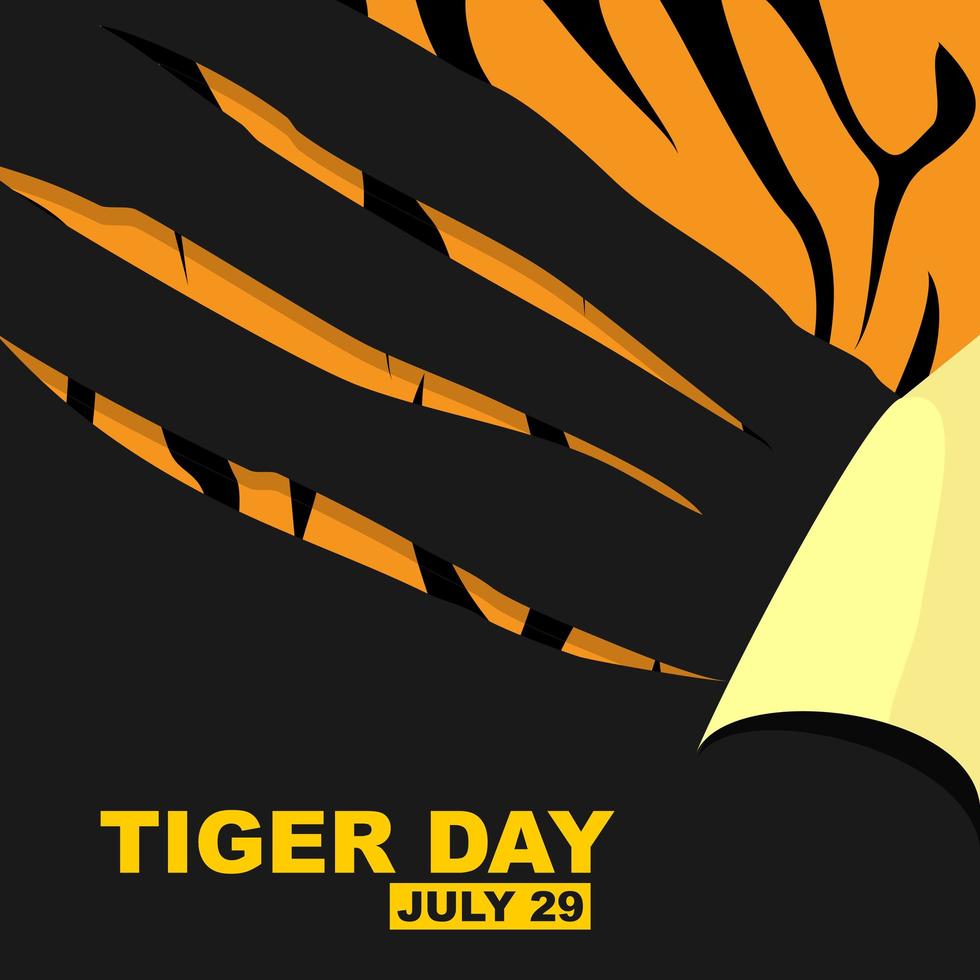 Tiger Day design with scratches over tiger pattern vector