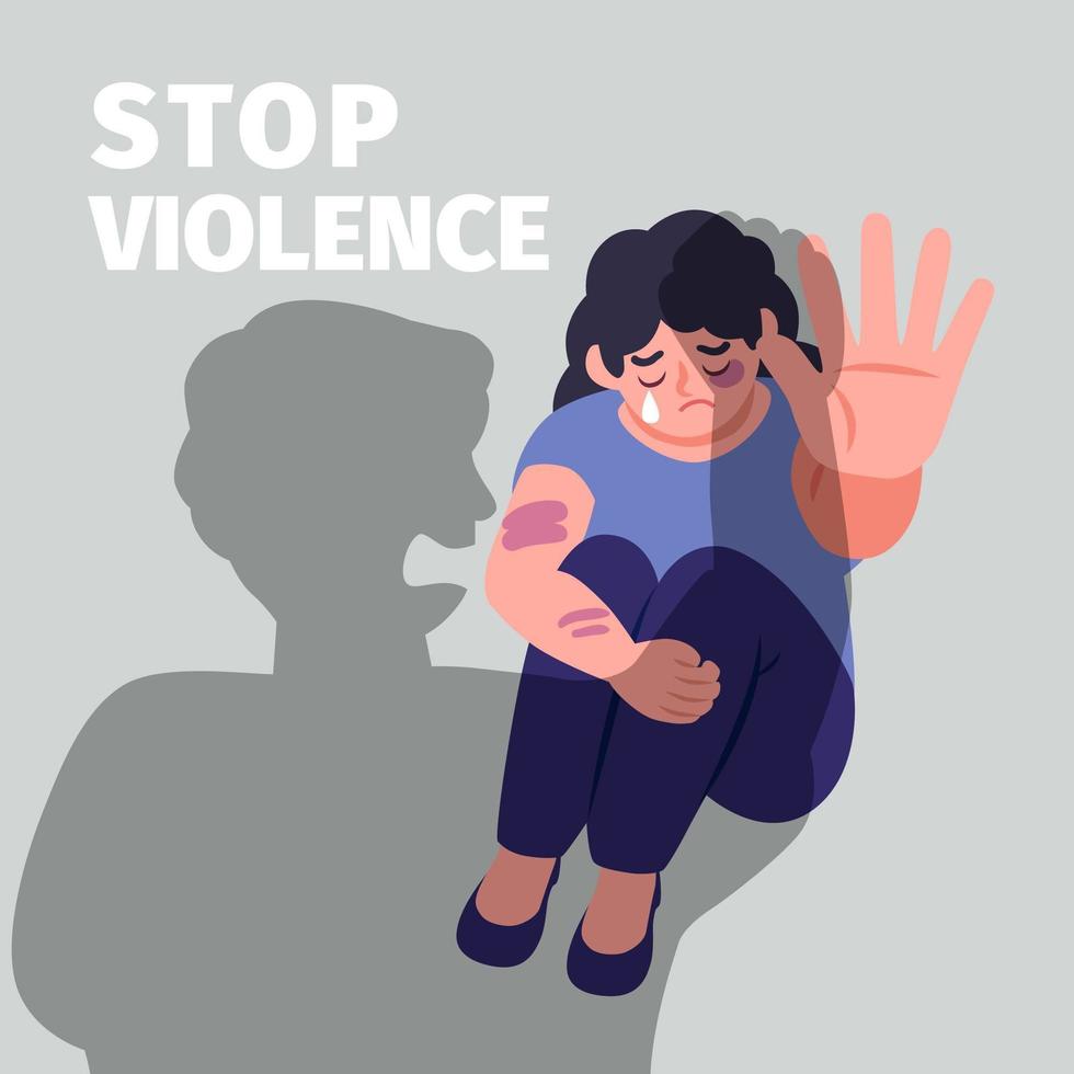 Stop violence concept with woman being afraid Download Free Vectors