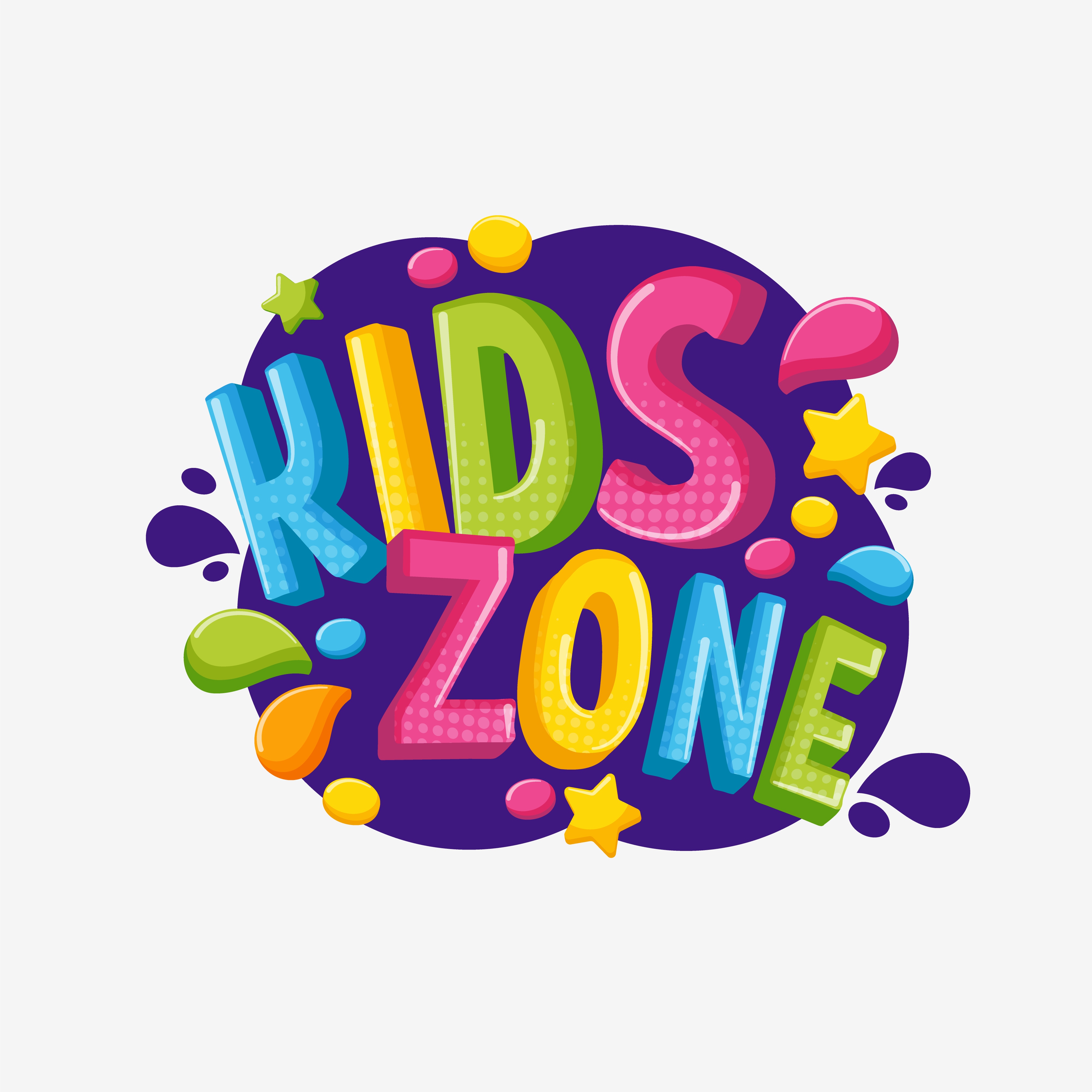 Colorful 3d logo kids zone isolated on white background 1214875 Vector