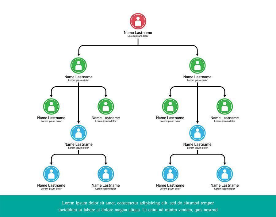 Organization Chart with Colorful Circle People Icons vector