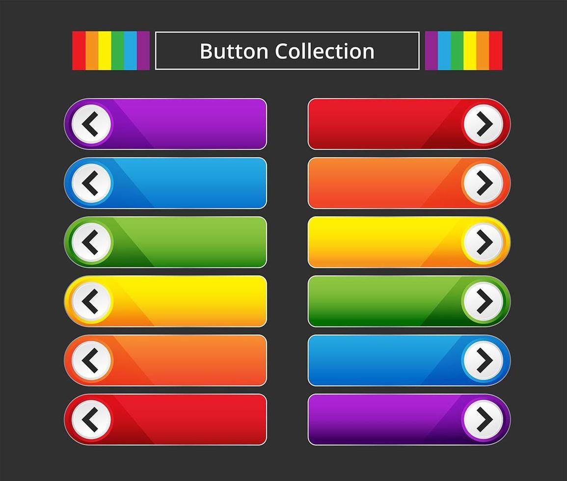 colorida colección de botones de flecha vector
