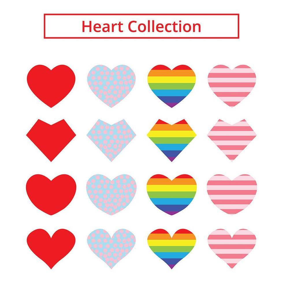 DIfferent shape and pattern hearts vector