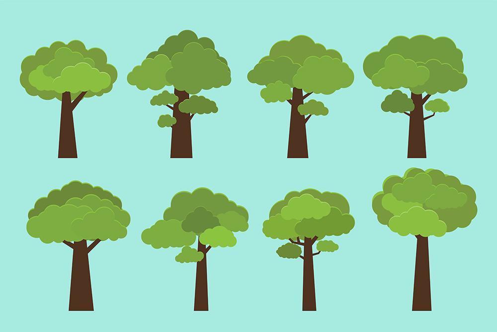 Flat style tree set vector