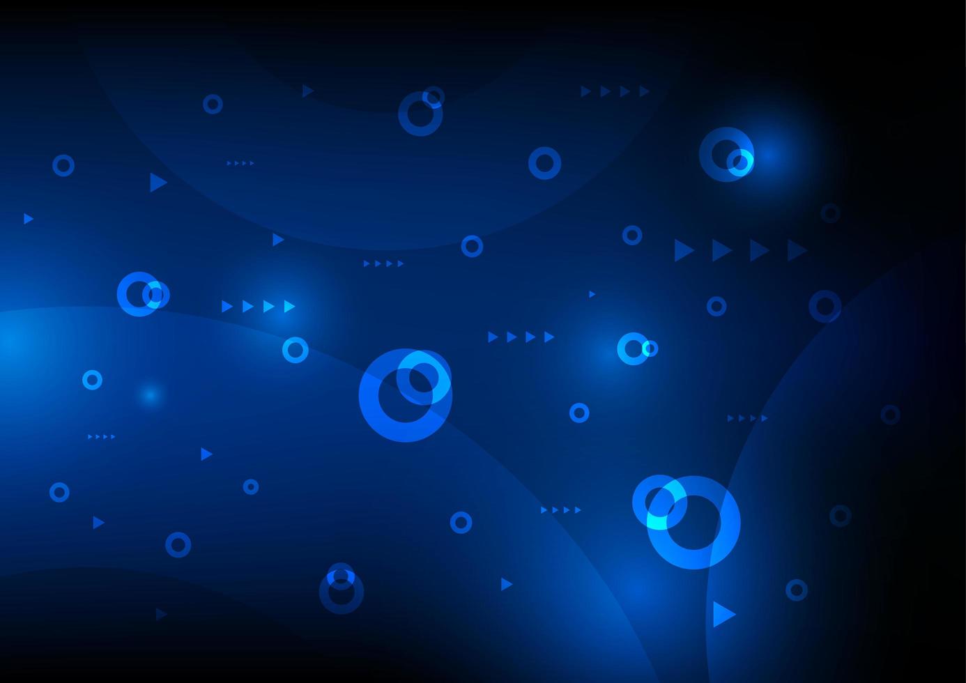 Glowing circles and arrows on blue gradient vector