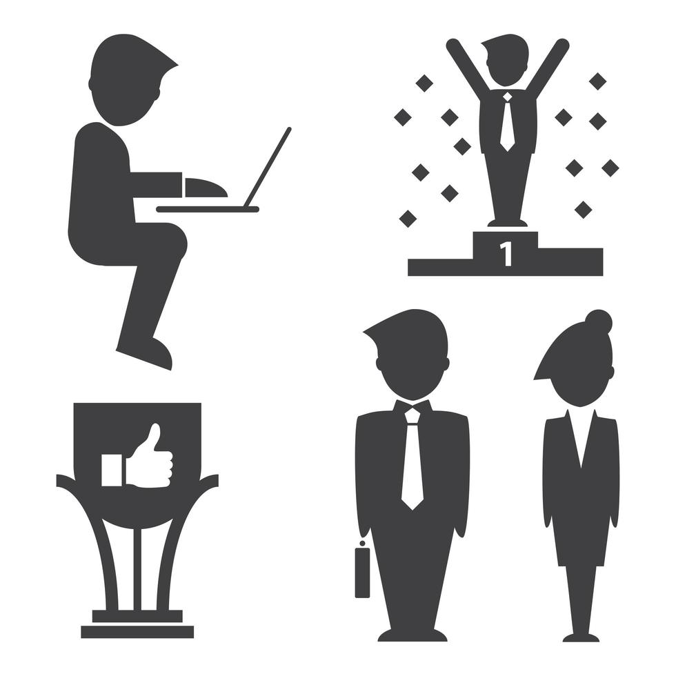 Business success icons vector
