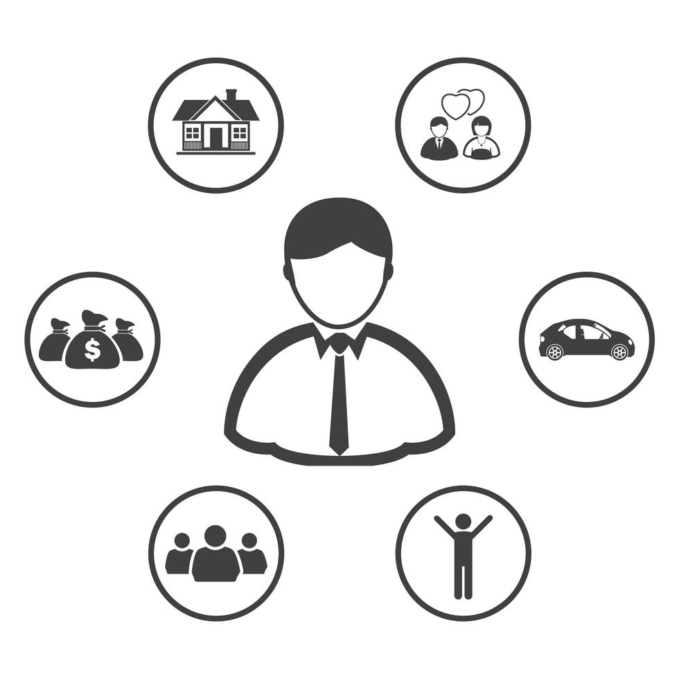 Business man and goals icons vector